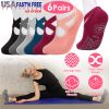 6 Packs Women Yoga Socks with Straps Non-Slip Grips for Pilates Pure Hospital Walking Dance Indoor
