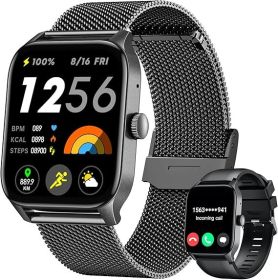Smart Watches for Women Android iOS Phones: Black Smartwatch for Women 1.83" Touchscreen with Answer/Make Call Waterproof Heart Rate Blood Pressu