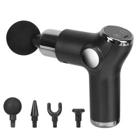 Massage Gun Deep Tissue Fascia Massager Rechargeable Percussion Muscle Relaxation Gun with 32 Intensities Battery Remain Display 4 Interchangeable Hea (Option: Black)