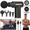 Percussion Massage Gun USB Type C Rechargeable Deep Tissue Vibration Massager Handheld Leg Body Cordless Massager w/ 4 Interchangeable Heads 6 Intensi