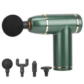 Percussion Massage Gun USB Type C Rechargeable Deep Tissue Vibration Massager Handheld Leg Body Cordless Massager w/ 4 Interchangeable Heads 8 Intensi (Option: Green)