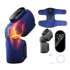 Cordless Knee Massager Heated Knee Brace Wrap Electric Knee Heating Pad with 5-Level Heating 3-Level Vibration 3-Mode & 3-Level Air Compression (Option: Blue)