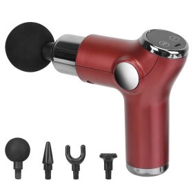 Massage Gun Deep Tissue Fascia Massager Rechargeable Percussion Muscle Relaxation Gun with 32 Intensities Battery Remain Display 4 Interchangeable Hea (Option: Red)
