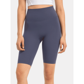 JupiterGear High-Rise Long Shorts (Color: Dusty Blue, size: 8)