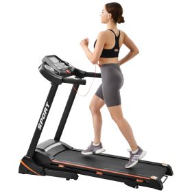 Folding Electric 3.5HP Treadmill With Incline Medium Running Machine Motorised LCD Gym 330lbs Folding Treadmill Electric Motorized Power 14.8KM/H (Color: as Pic)