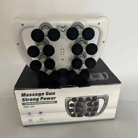 High-Power Fascia Massage Gun with 6 Interchangeable Heads - Adjustable 16-Level Intensity for Athletes & Pain Relief (Color: White)