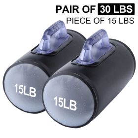 Water Filled Training Weights Set, Travel Weights, Adjustable Weights Dumbbells to 30 Lbs/Pair, for Strength Training (Weights: 15LB black pair of barrel dumbbells)