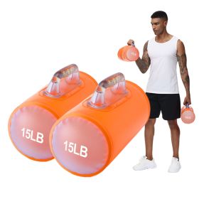 Water Filled Training Weights Set, Travel Weights, Adjustable Weights Dumbbells to 30 Lbs/Pair, for Strength Training (Weights: 15LB orange pair of barrel dumbbells)
