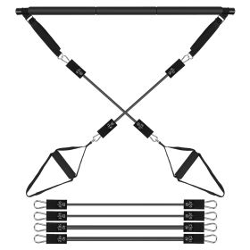 100LBS OR 180LBS Band Options - 1Pc Pilates Bar Kit Multifunctional Pilates Yoga Toning Bar Full Body Exercise Equipment Set For Beginners Interm (Option: 180LBS)