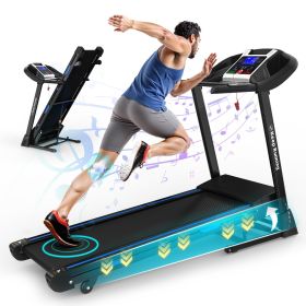 Treadmills For Home, Electric Treadmill With  Automatic Incline, Foldable 3.5HP Workout Running Machine Walking, Double Running Board Shock Absor (Option: Black)
