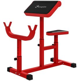 265 LBS Preacher Curl Bench for Strength Training, Adjustable Seated Arm Isolated Barbell Dumbbell Bicep Station, Red (Option: Red-850x605x200 mm)